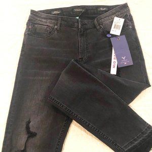 Vigoss Mid-Rise Frayed Hem Stretch Jeans
